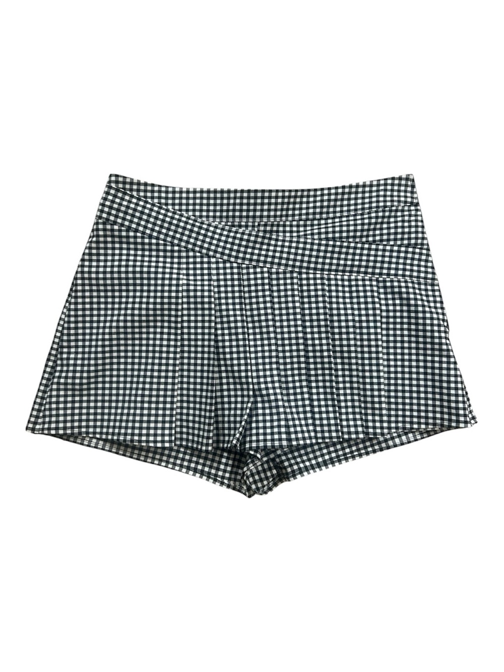 Zara Black and White Gingham High-Rise Skort Shorts